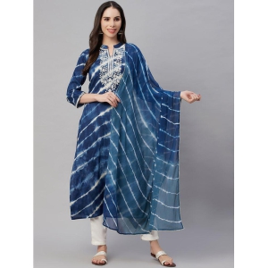 AMIRAS INDIAN ETHNICWEAR - Indigo Straight Polyester Womens Stitched Salwar Suit ( Pack of 1 ) - None