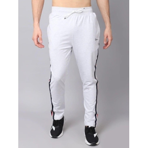 Rodamo Men Grey Striped Slim-Fit Cotton Track Pants