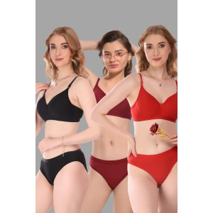 Jomferry Cotton Padded Lingeries set ( Black, Red, Maroon)-36B