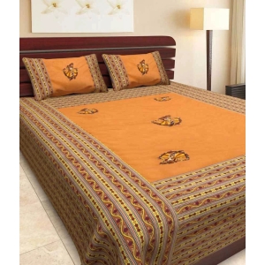 UniqChoice Jaipuri Traditional Pure Cotton Embroidered Patch Work Double Bed Sheet With 2 Pillow Cover