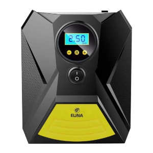 Elina 12V Portable Super-Fast Digital Tyre Inflator Upto 150 PSI with Digital Pressure Gauge | Emergency Lighting LED | Long Power Cable and Hose | Ideal for Cars, Bikes, Bicycles, Basketballs