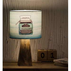 Kavi Typewriter Wooden Shade Lamp (Square Base)