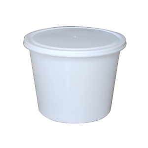 Disposable Round White Food Container Cups Storage Box With Lid  750 ml (Pack of 10, White)