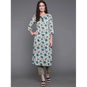 Antaran Rayon Printed Straight Womens Kurti - Cream ( Pack of 1 ) - None