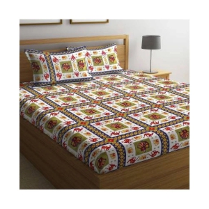 Uniqchoice Cotton Double Bedsheet with 2 Pillow Covers ( 240 cm x 215 cm ) - Orange