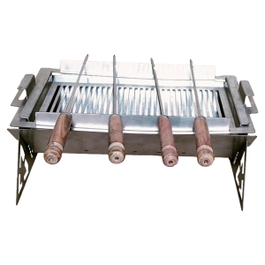 homestone-compact-portable-foldable-stainless-steel-tandoor-charcoal-barbeque-bbq-grill-set-with-4-skewers