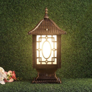 ELIANTE Antique Gold Aluminium Base White Acrylic Shade Gate Light - Orpat-Gl-E27-Ant - Without Bulb