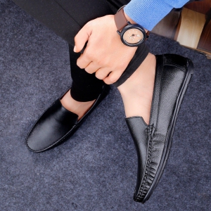 Men's Faux Leather Casual Stylish Loafers for all Seasons Black 7