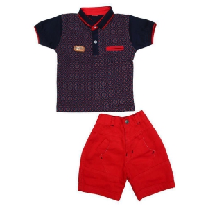 Zadmus Boys Cotton T - Shirt & Cotton Shorts Dress (Red, 4 - 5 Years) - 4-5 Years