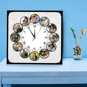 12 Photos Table Clock