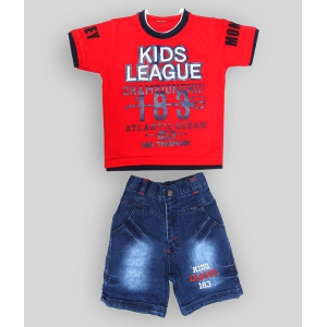 Zadmus - Red Cotton Blend Baby Boy T-Shirt & Shorts ( Pack of 1 ) - None