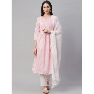 AMIRAS INDIAN ETHNICWEAR - Pink Straight Cotton Womens Stitched Salwar Suit ( Pack of 1 ) - None