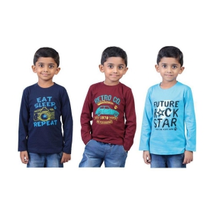 Soft Apparels Boys Printed Cotton T-Shirt (Full Sleeve) - Pack of 3 - None