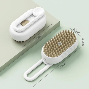 New Steamy Cat Brush 3 in 1 Electric Anti-splashing dog Brush with Steam Spray-White