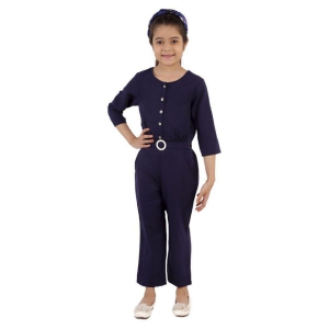 Kids Cave - Navy Blue Crepe Girls Jumpsuit ( Pack of 1 ) - None