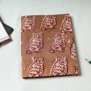 Art Block Print Fabric Cover Handmade Paper Notebook (9 x 7 in)