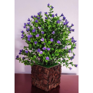 BAARIG - Blue Rose Artificial Flowers With Pot ( Pack of 1 )