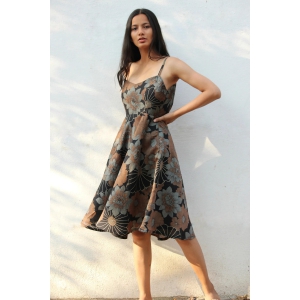 Black Magnolia Tussar Dress-L