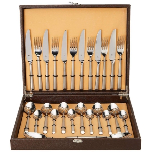 FnS Aura 18/10 Stainless Steel Cutlery Set- 26-PCs (6 Dessert Spoons, 6 Dinner Forks, 6 Tea Spoons, 6 Knives & 2 Serving Spoons)