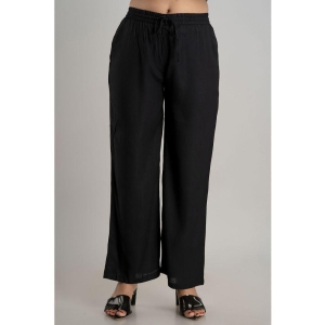 MAUKA - Black Rayon Wide leg Womens Palazzos ( Pack of 1 ) - None