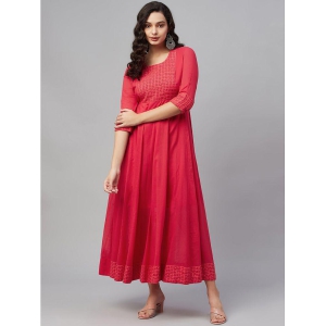 AMIRA''S INDIAN ETHNICWEAR - Red Cotton Women''s Fit & Flare Dress ( Pack of 1 ) - None