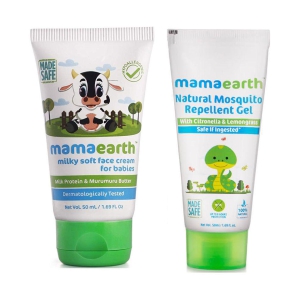 Mamaearth Milky Soft Natural Baby Face Cream for Babies 50mL änd Natural Mosquito Repellent Gel, 50ml