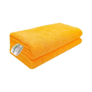 SOFTSPUN Microfiber Cleaning Cloths, 3pcs 40x40cms 340GSM Orange! Highly Absorbent, Lint and Streak Free, Multi -Purpose Wash Cloth for Kitchen, Car, Window, Stainless Steel, silverware.