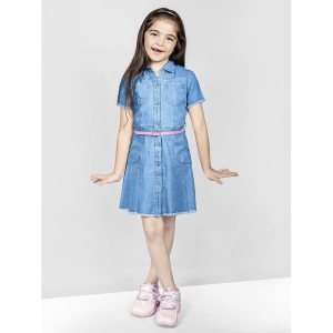 Naughty Ninos Blue Denim Girls Shirt Dress ( Pack of 1 ) - None