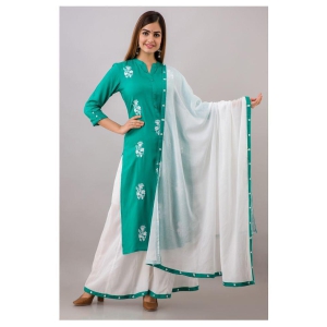 MAUKA - Turquoise Green Straight Rayon Womens Stitched Salwar Suit ( Pack of 1 ) - S