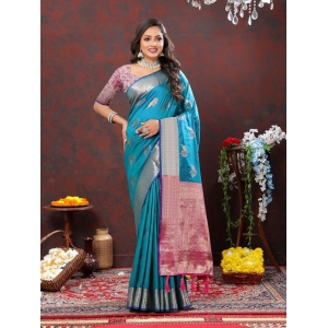 Rama Soft Silk Woven Design Zari Weaving Saree