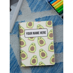 personalised-green-and-brown-illustrated-avocado-spiral-journal-ruled