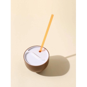 Coconut Cup Shape Water Bottle With Straw