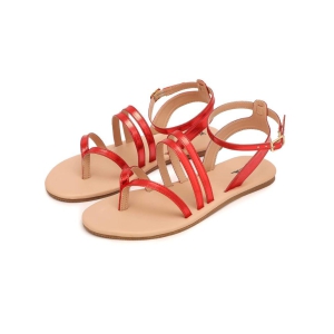 WOMEN Vintage Classic Ring Red Flat Sandals