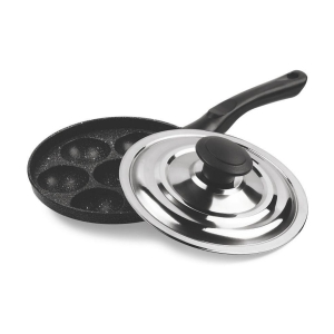 Milton Pro Cook Appam Patra 7 Pit With Stainless Steel Lid, Black