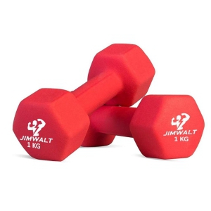 The Indian Made Jimwalt Premium Neoprene Dumbbells  Proudly Made in India (1+1=2 RED)