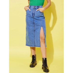 StyleStone - Blue Denim Womens A-Line Skirt ( Pack of 1 ) - None