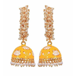 Ethnic Yellow Earrings Alloy Jhumki Earring
