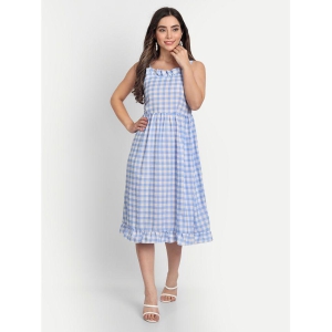 gufrina Rayon Checks Midi Womens Fit & Flare Dress - Blue ( Pack of 1 ) - None