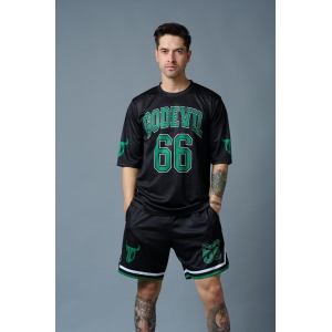 Go Devil 66 (in Green) Printed Black Polyester Co-ord Set for Men 4XL