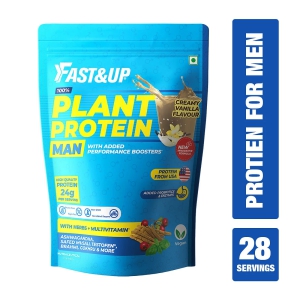 FastUp Plant Protein For Man-Vegan  Gluten Free Added Metabolic  Performance Boosters Plant-Based Protein - 28 Serving 990 g Vanilla Flavor-Fast&Up Plant Protein For Man-Vegan & Gluten Free (Adde