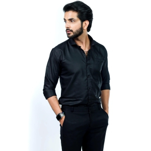 Black HARPITA Cotton Solid Full Sleeves Regular Fit Mens Formal Shirt-XL