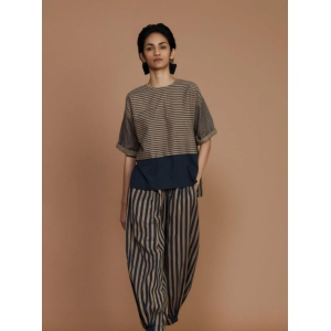 Brown with Charcoal Striped CB Ekin Top-3XL