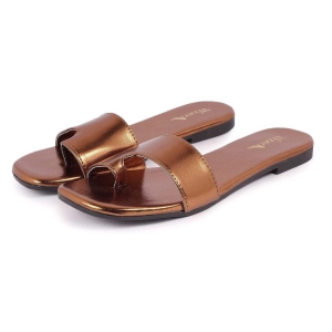 WOMEN FASHION FLAT BRONZE SLIPPERS