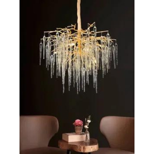 Hdc Modern French Creative All-Copper Branch Crystal Chandelier Light European Style Luxury Villa Restaurant Bedroom Decorative Lamp
