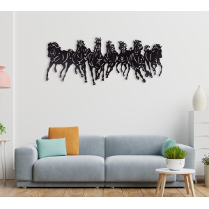 7 HORSE RUNNING METAL WALL ART-30X76 CM / White