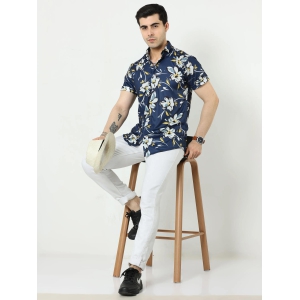 Men Regular Fit Floral Print Spread Collar Casual Shirt-M