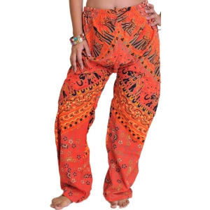 Ember-Glow Casual Trousers from Jodhpur with Printed Marriage Procession