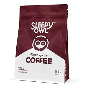 Sleepy Owl Dark Roast Ground Coffee | Medium Grind Coffee | 100% Arabica | Aeropress | Freshly Roasted & Ground | 250g