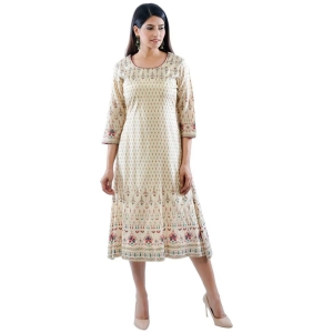 AMIRAS INDIAN ETHNICWEAR - Beige Viscose Womens Flared Kurti ( Pack of 1 ) - None