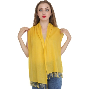 Freesia-Yellow Scarf from Nepal with Woven Stripes